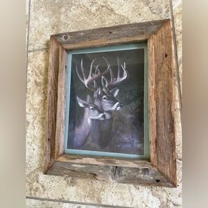 Rustic Deer Art in Wooden Frame